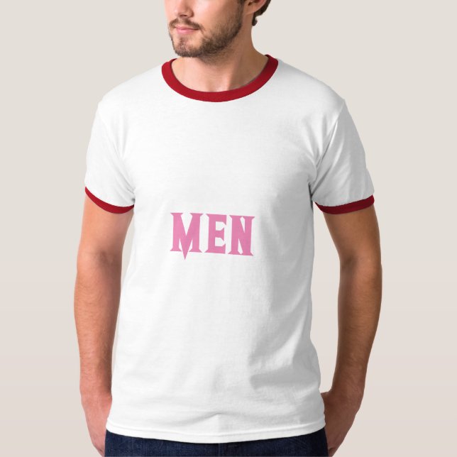 Men Custom Name Text Pink Colour Men's Basic Ringe T-Shirt (Front)