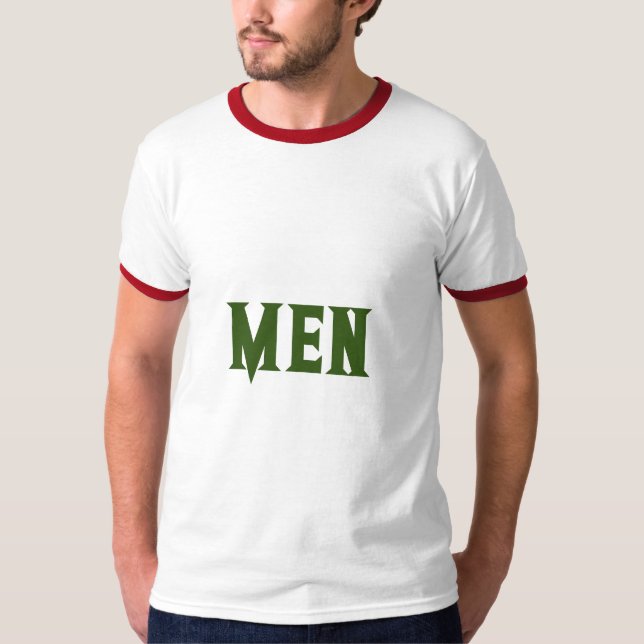 Men Custom Text Forest Green Colour Basic Ringer T-Shirt (Front)