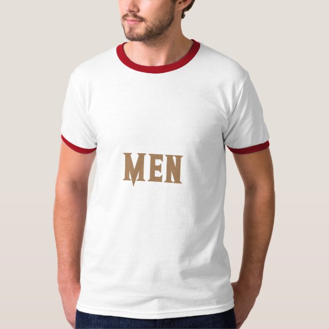 Men Custom Text Light Brown Colour Basic Ringer T-Shirt (Front)