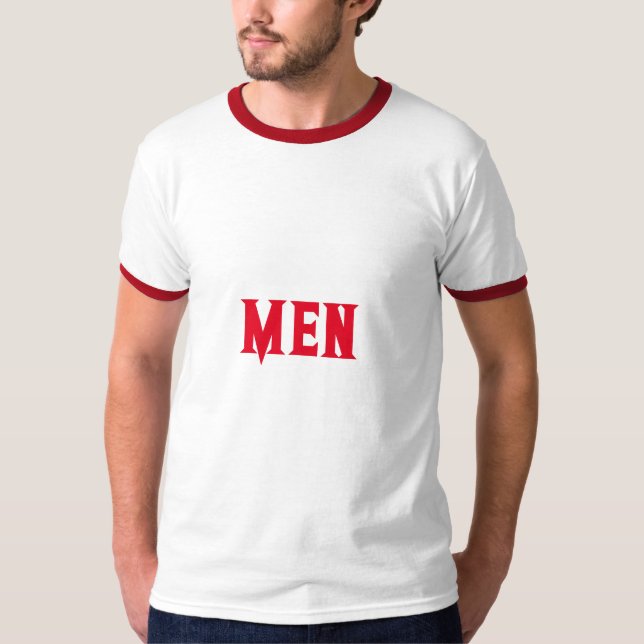 Men Custom Text Name Red Colour Men's Basic Ringer T-Shirt (Front)