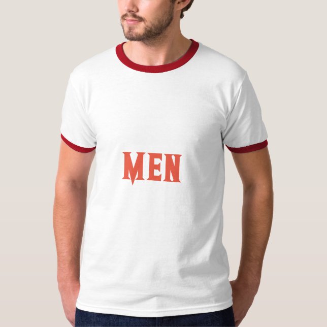 Men Custom Text Orange Red Colour Mens Basic Ringe T-Shirt (Front)