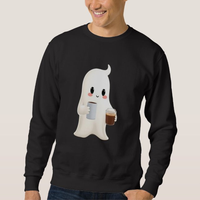 Men Cute Coffee Ghost Graphic Sweatshirt (Front)