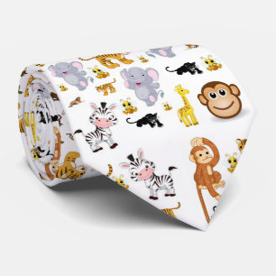 Men Designer Monkey Tiger Elephant Tie