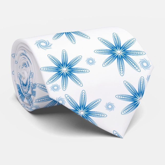 Men Designer Ties Blue Floral (Rolled)