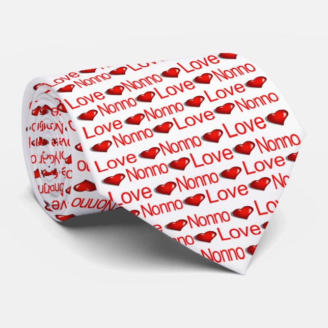 Men Designer Ties Happy Valentine's Day Nonno (Rolled)