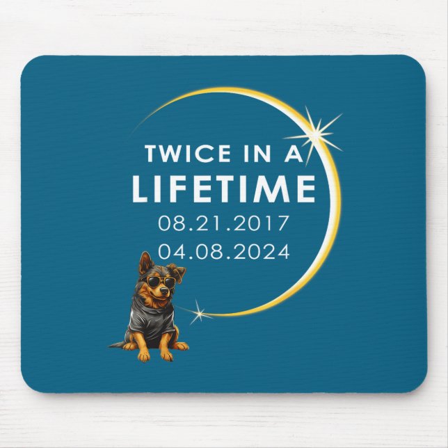 Men Dog Total Solar Eclipse Twice Mouse Pad (Front)
