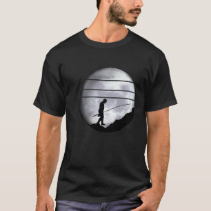 Men Fish At Night With The Moon Shining Bright Dad T-Shirt