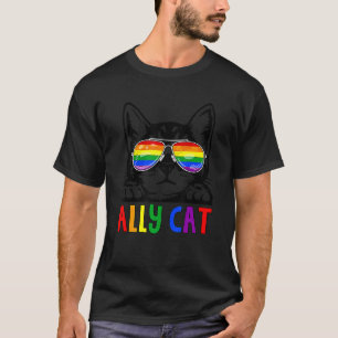 Men Girls Women Ally Cat Lgbt Gay Rainbow Pride Fl T-Shirt