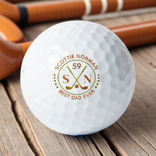 Men Golfer Gifts Classic Brown Monogram Golf Balls