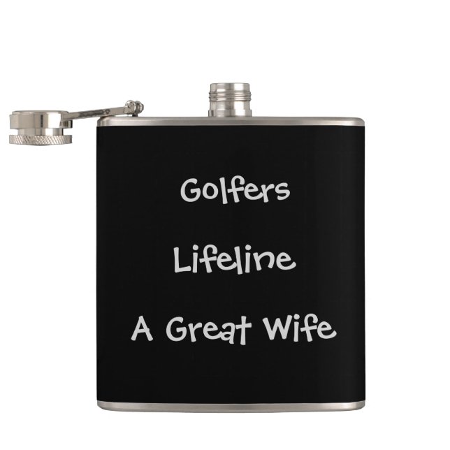 Men Golfers "great wife" Text > Mens Golfers Gifts Hip Flask (Opened)