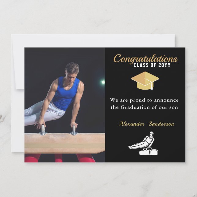 Men Gymnast Modern Photo graduation class of 2022 Announcement (Front)