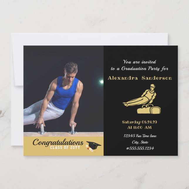 Men Gymnast Modern Photo graduation class of 2022  Invitation (Front)
