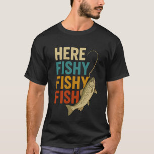 Men Here-Fishy Bass Fishing-Shirt Youth Boy Funny T-Shirt