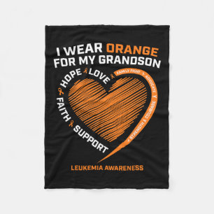 Men I Wear Orange For My Grandson Leukaemia Awaren Fleece Blanket