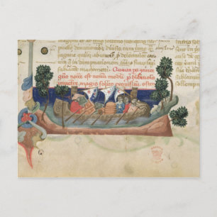 Men in a boat taking supplies to the Holy Land Postcard