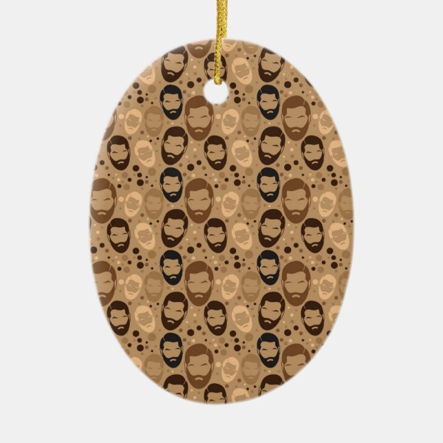 Men in Beards pattern Ceramic Tree Decoration (Front)