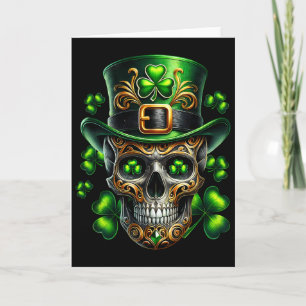 Men Irish Skull Shamrock Leprechaun Ireland St Pat Card