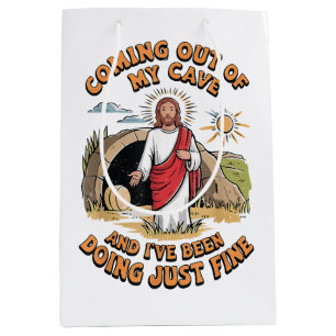 Men Jesus Coming Out of My Cave Medium Gift Bag