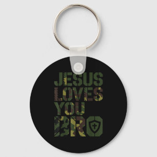 Men Jesus Loves You Bro Funny Christian Boy Godson Key Ring