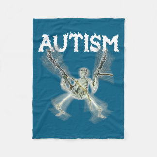 Men Kids Autism Skeleton Meme Fleece Blanket