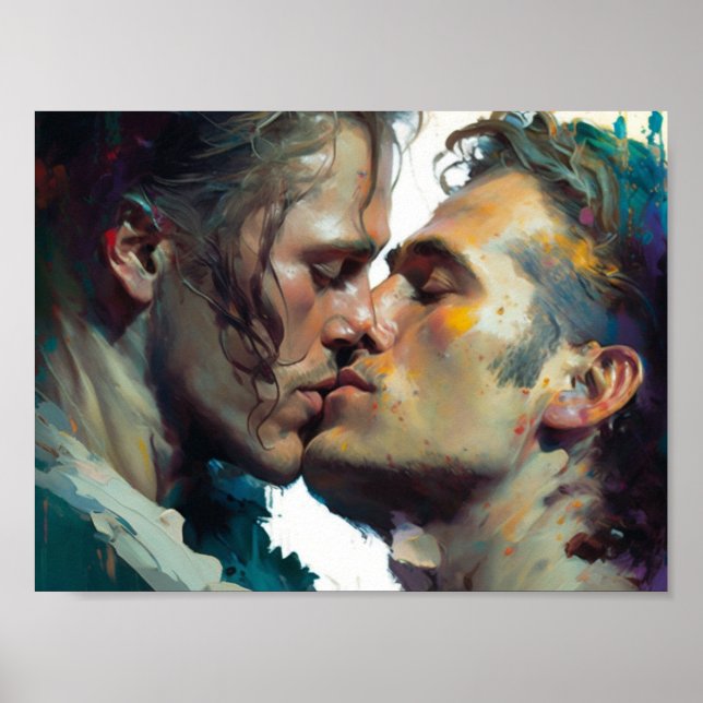 Men Kissing Poster (Front)