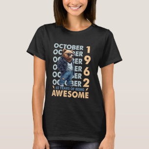 Men Legend October 1962 62nd Birthday Cool Bear 62 T-Shirt