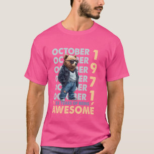 Men Legend October 1971 53rd Birthday Cool Bear 53 T-Shirt