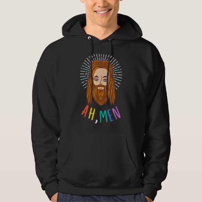 Men  Lgbt Gay Pride Jesus Rainbow Flag Christian 1 Hoodie (Front)