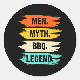 Men Myth Bbq Legend Fathers Day Grill King Classic Round Sticker