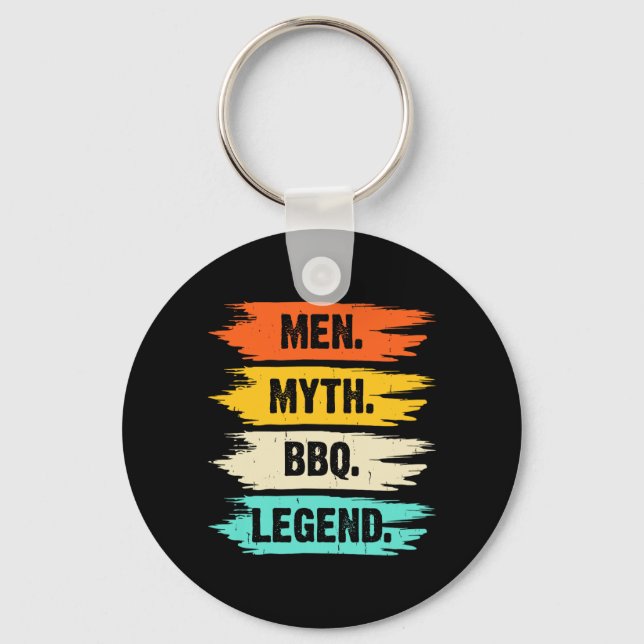 Men Myth Bbq Legend Fathers Day Grill King Key Ring (Front)