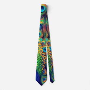 Men Neck Tie - Peacock Feathers Design, Art