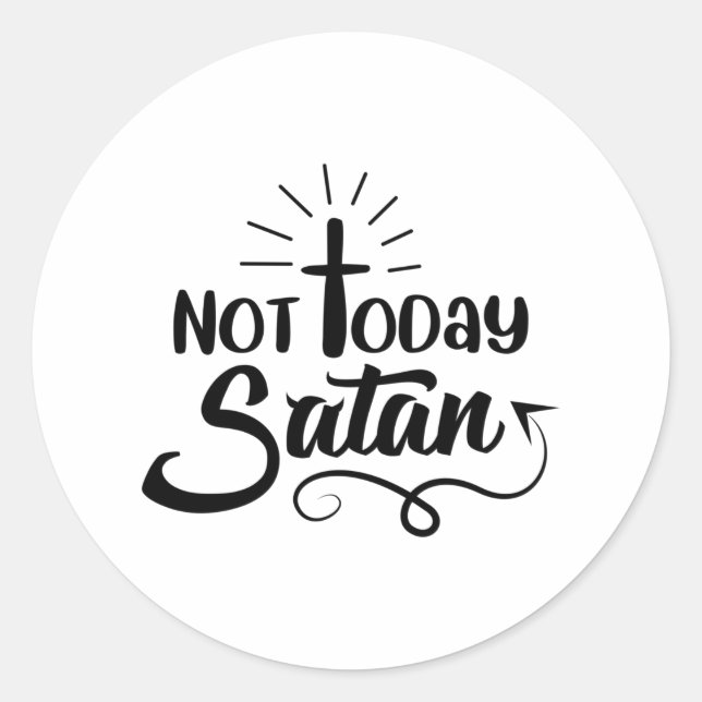 Men Not Today Satan V-Neck Graphic T-Shirt Classic Round Sticker (Front)