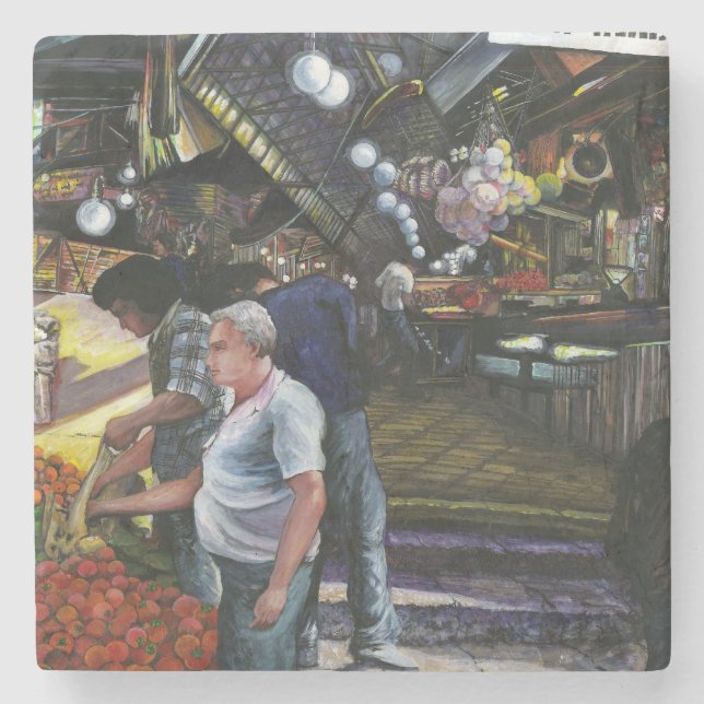 Men of Commerce, Jerusalem Stone Coaster (Front)