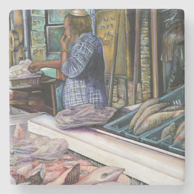 Men of the Desert, Gifts of the Sea, Jerusalem Stone Coaster (Front)