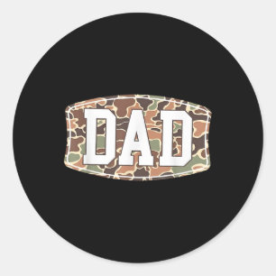 Men Old School Camo Dad, Retro Camouflage Daddy Fa Classic Round Sticker