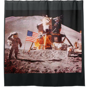 MEN ON THE MOON! SHOWER CURTAIN