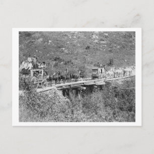 Men on Wagon Wave and Tip Hats to Photographer Postcard