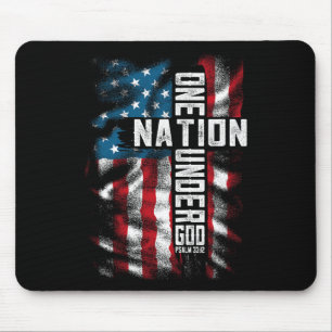Men One National Under God 4th Of July Men Women  Mouse Pad