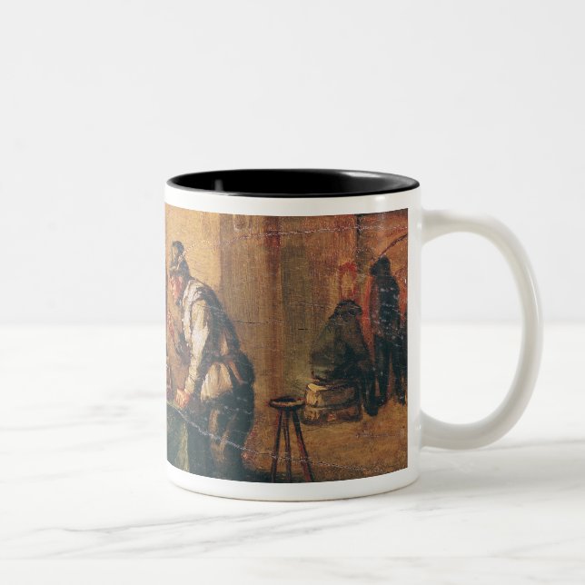 Men Playing Backgammon in a Tavern Two-Tone Coffee Mug (Right)