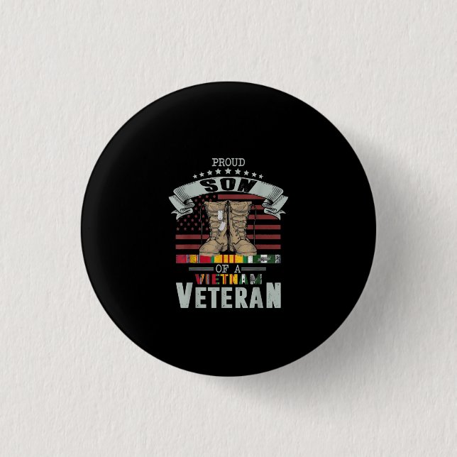 Men Proud Son Of A Vietnam Veteran Fathers Day 3 Cm Round Badge (Front)