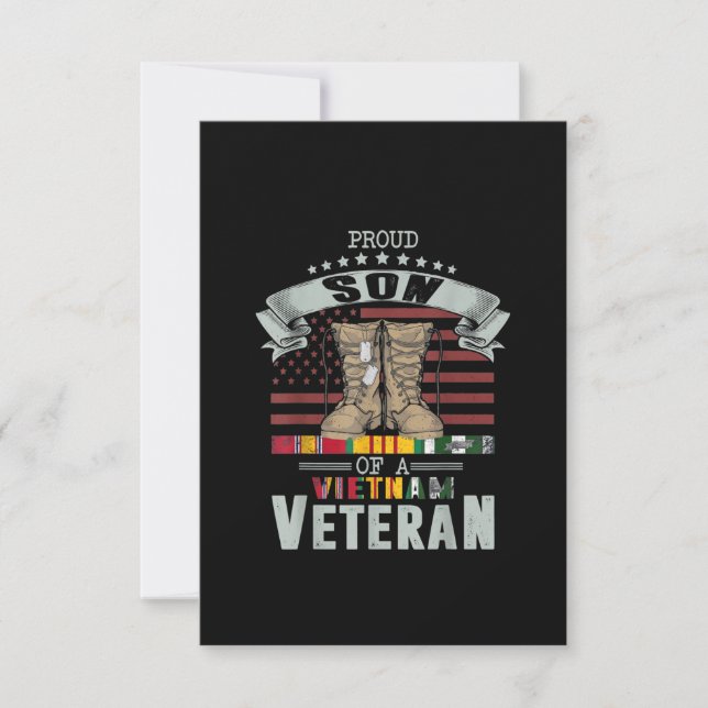 Men Proud Son Of A Vietnam Veteran Fathers Day RSVP Card (Front)