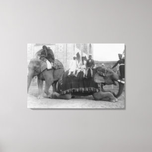 Men Riding Elephants in India PhotographIndia Canvas Print