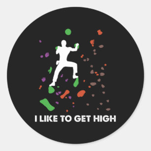 Men Rock Climbing Funny Bouldering I Like To Get H Classic Round Sticker