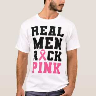 Men Rock Pink Breast Cancer Awareness T-Shirt