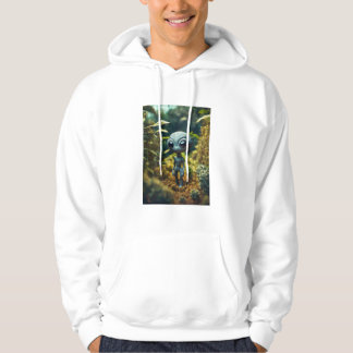 Men,s Alien Print Design Basic Hooded Sweatshirt