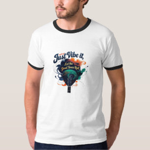 Men’s Basic Ringer T-Shirt with Guitar Art