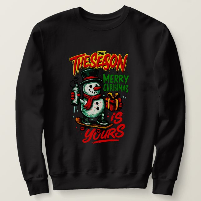 Men’s Classic Christmas Holiday Snowman Sweatshirt (Design Front)