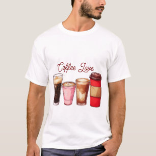 Men’s Coffee Art T-Shirt   Cute Coffee Cups Street