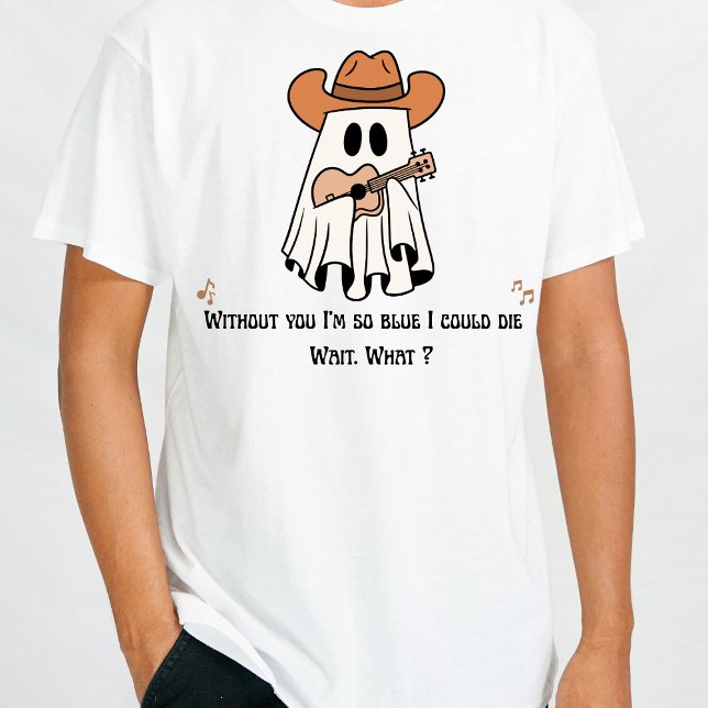 Men’s Halloween T-Shirt – Cowboy Ghost Guitar (Cool Funny Tee for men and for kids)