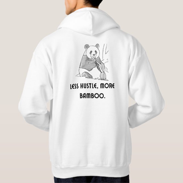 Men’s Hoodie – “Less Hustle, More Bamboo” Panda De (Back)